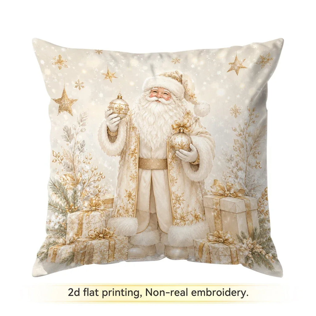 1/4 Pièces de Housses de Coussin Dorées pour Décoration de Noël en Polyester pour la Maison, la Voiture et le Canapé — Père